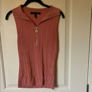 White House Black Market Zippered Ribbed Tank Top - Rose